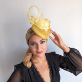 Yellow flower fascinator hat