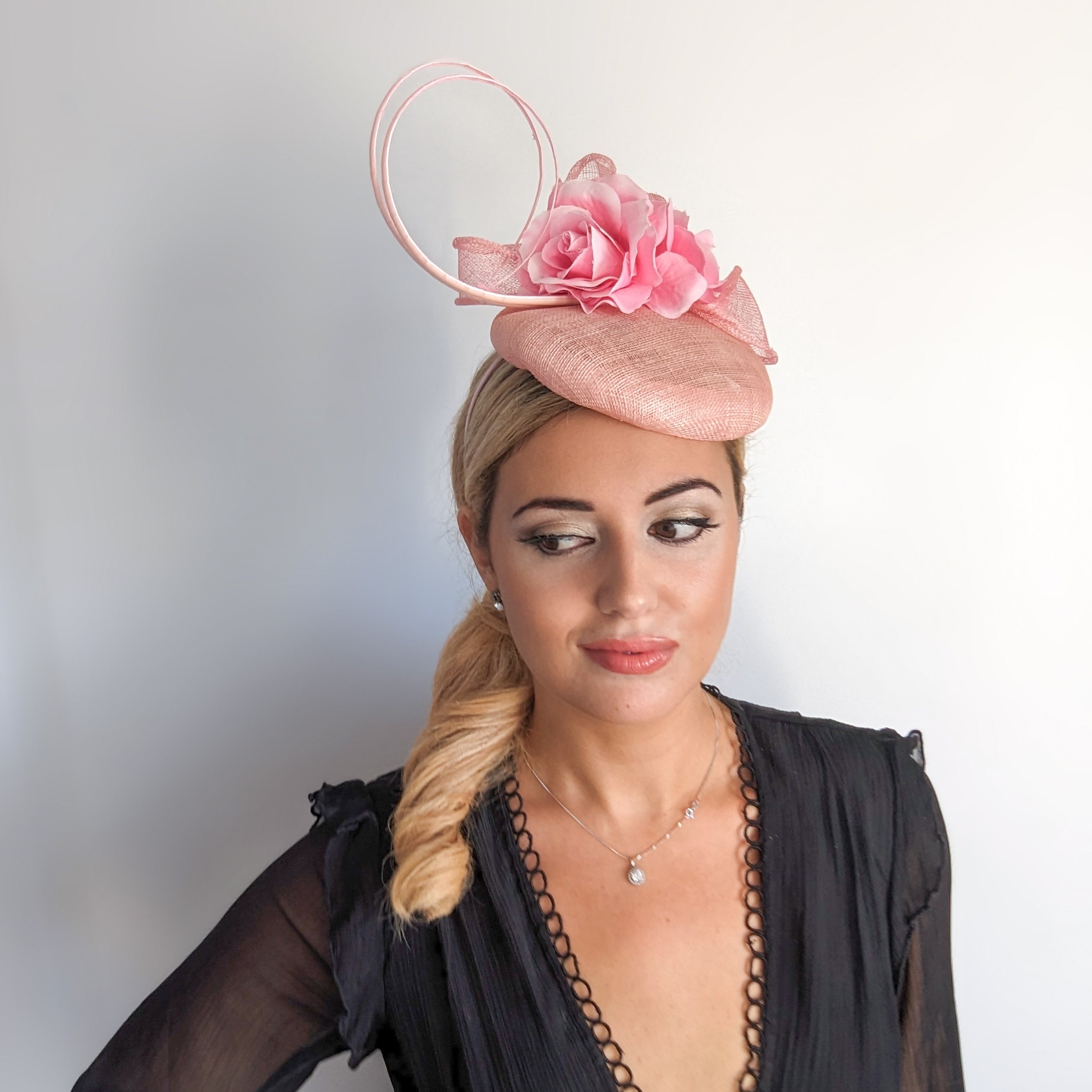 Light pink flower fascinator hat