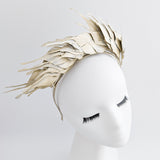 Gold metallic shimmer feather headband fascinator