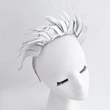 Silver metallic shimmer feather headband fascinator