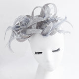 Silver shimmer crystal feather fascinator hat