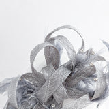 Silver shimmer crystal feather fascinator hat