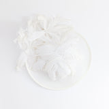 Cream feather large saucer disc fascinator hat