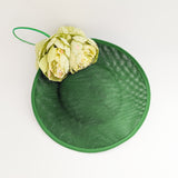 Emerald green large flower saucer disc fascinator hat