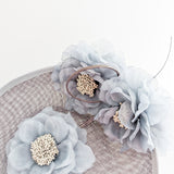 Grey large flower saucer disc fascinator hat