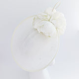 Cream large flower saucer disc fascinator hat