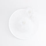 White large flower saucer disc fascinator hat