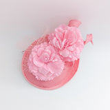 Pink flower fascinator disc saucer hat