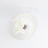 Cream flower disc saucer fascinator hat