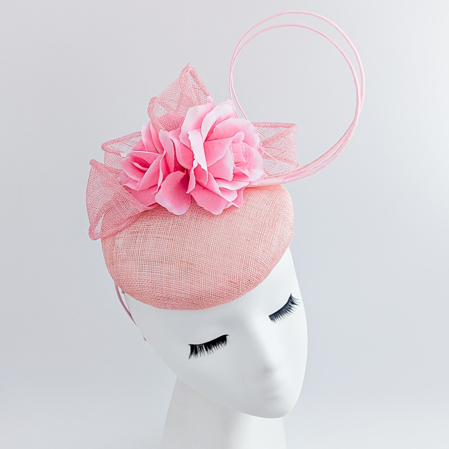 Light pink flower fascinator hat