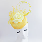 Yellow flower fascinator hat