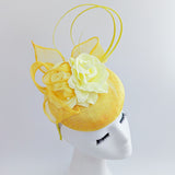 Yellow flower fascinator hat