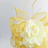 Yellow flower fascinator hat