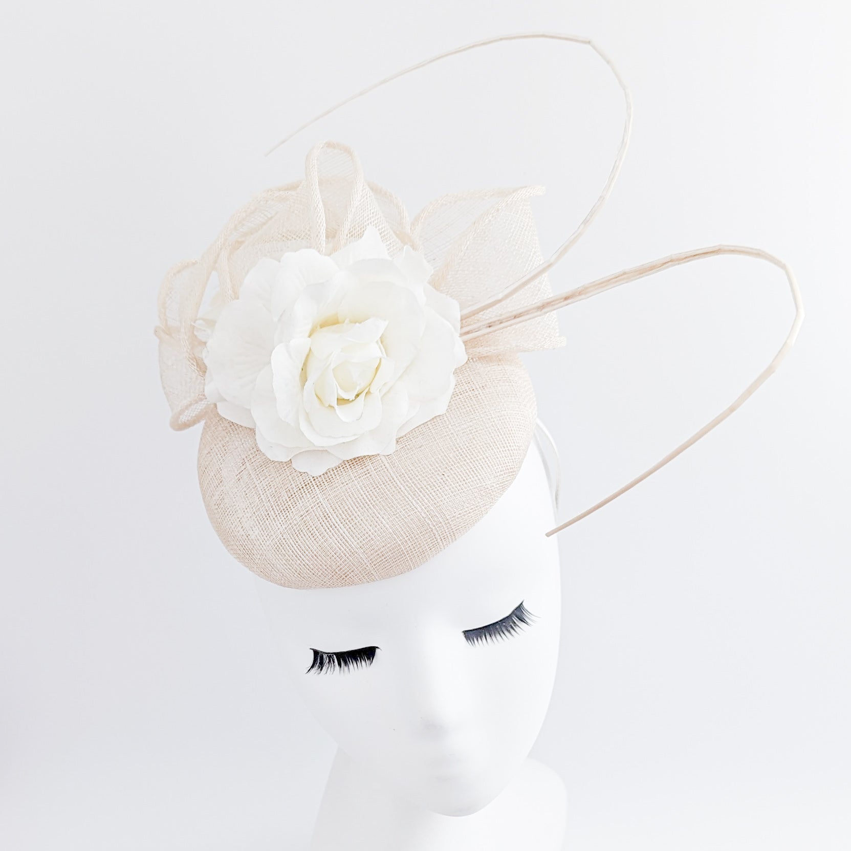 Cream flower fascinator hat