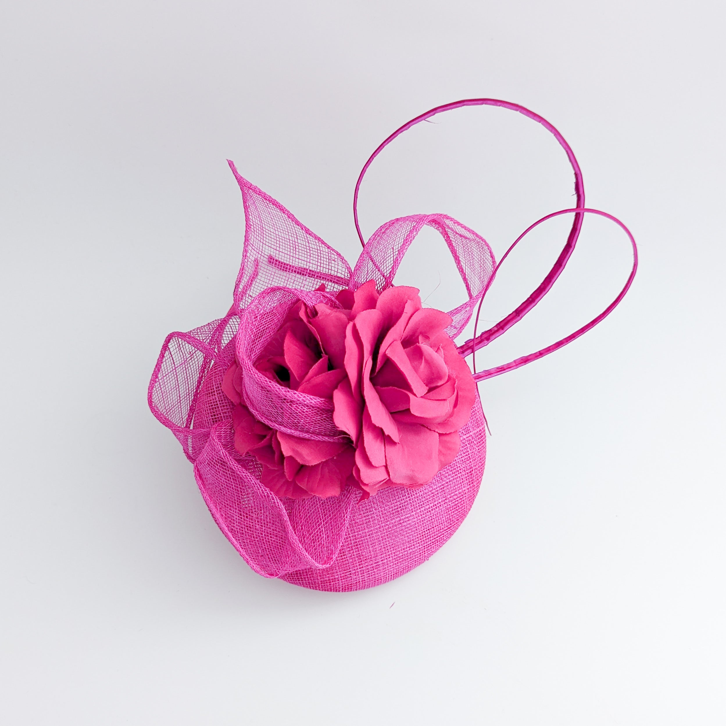 Hot pink flower fascinator hat