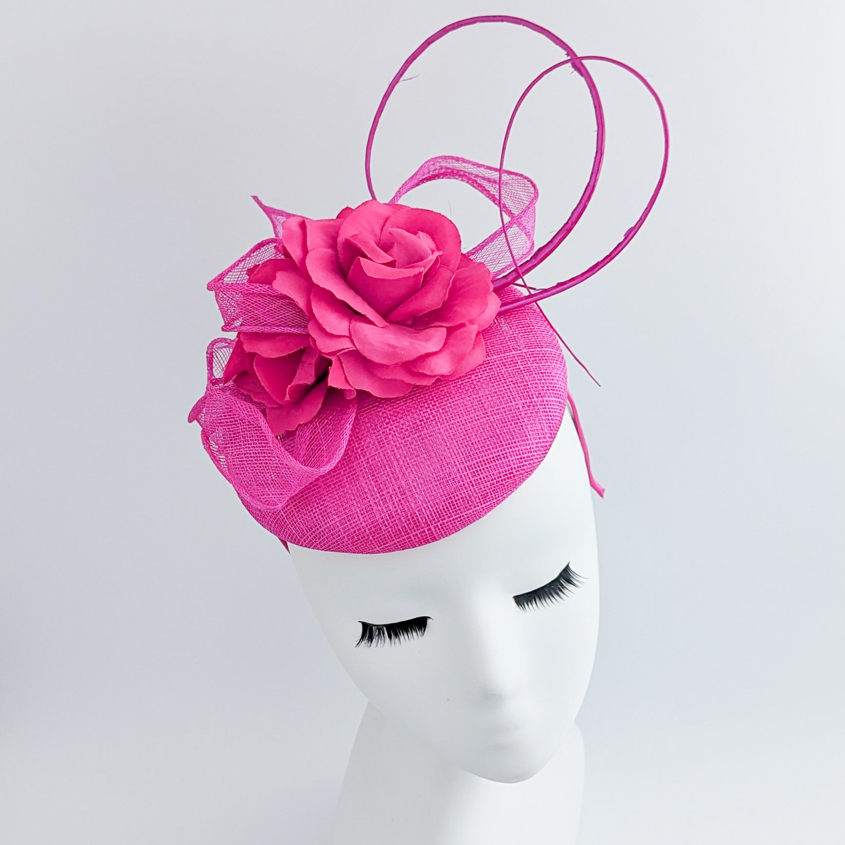 Hot pink flower fascinator hat