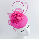 Hot pink flower fascinator hat