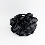 Large black satin rose fascinator hat