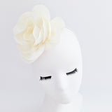 Cream satin rose fascinator hat