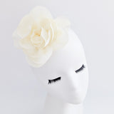 Cream satin rose fascinator hat