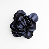 Navy blue satin rose fascinator hat