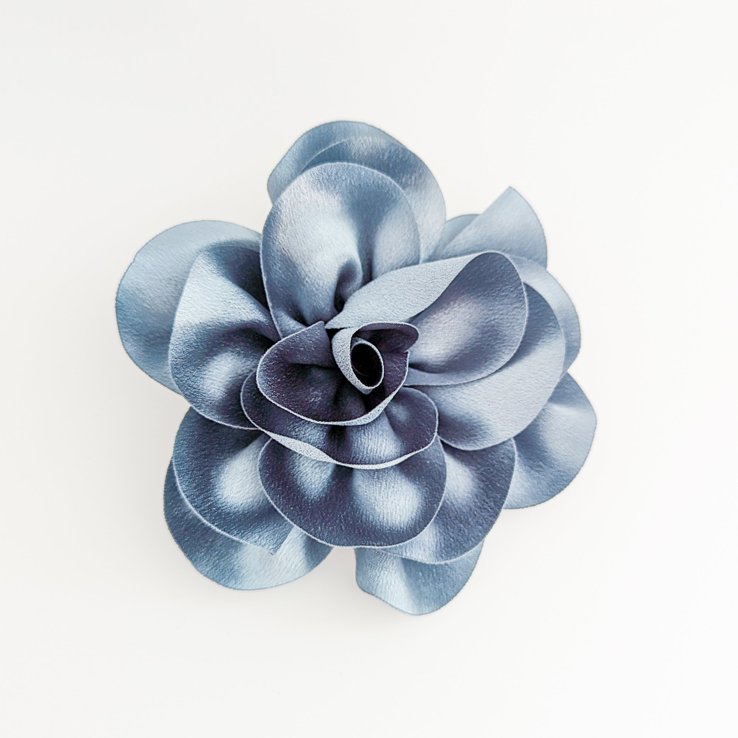 Dusty blue satin rose fascinator hat