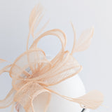 Light peach feather fascinator hat