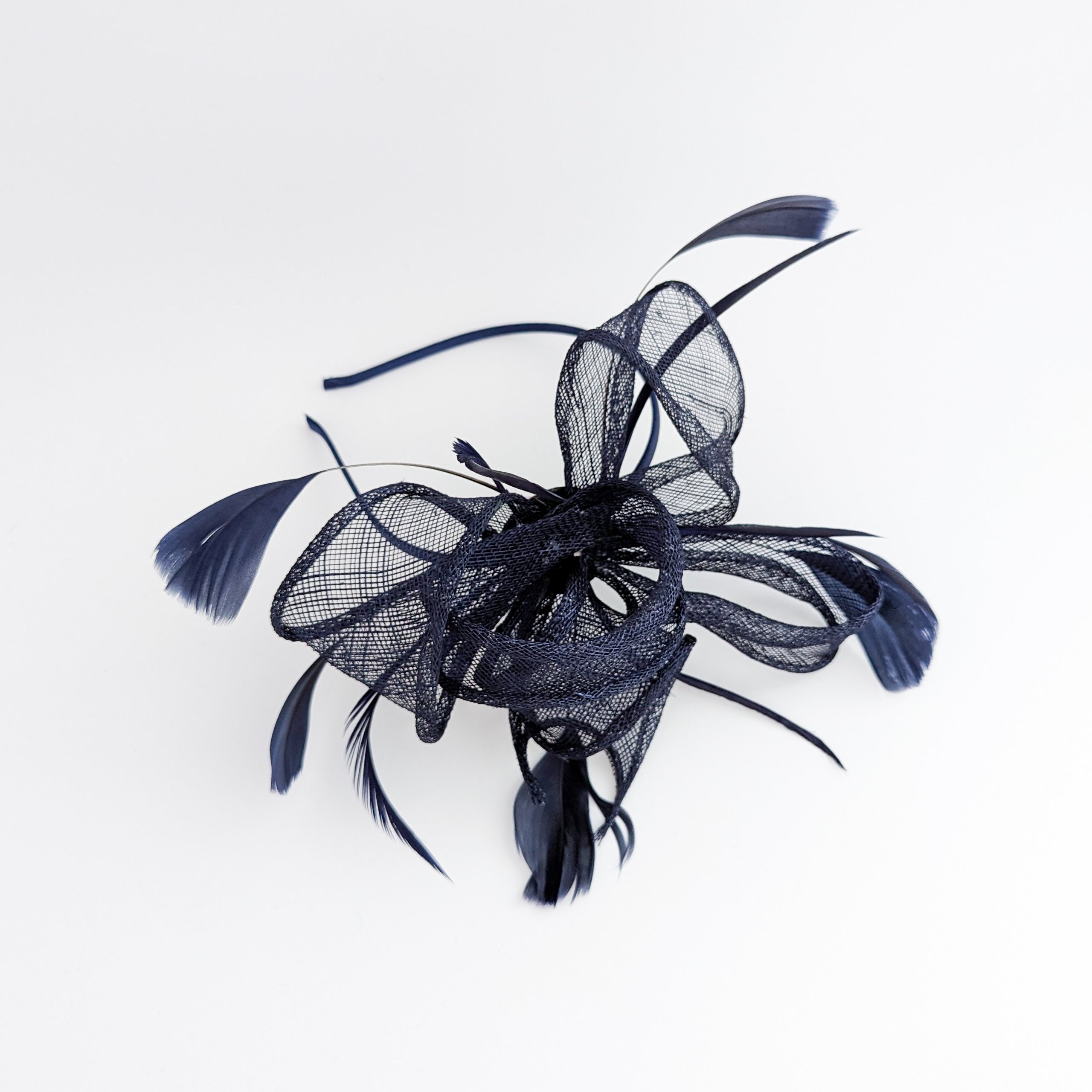 Navy blue feather fascinator hat