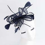 Navy blue feather fascinator hat