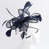 Navy blue feather fascinator hat