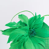 Shamrock green feather satin fascinator hat