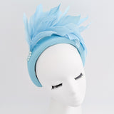 Cappello fascinator con perle di piume di corallo