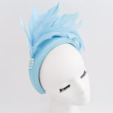 Cappello fascinator con perle di piume di corallo