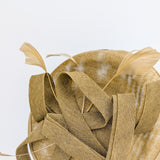 Caramel feather fascinator disc saucer hat