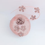Dusty rose pink flower fascinator hat