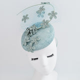 Cappello fascinator fiore verde acquamarina