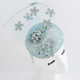 Cappello fascinator fiore verde acquamarina