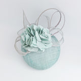 Aquamarine blue flower fascinator hat