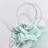 Aquamarine blue flower fascinator hat