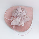 Blush pink large teardrop feather fascinator hat