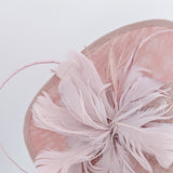 Blush pink large teardrop feather fascinator hat