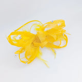 Yellow crystal feather fascinator hat House of Hats