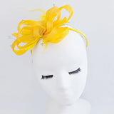Yellow crystal feather fascinator hat House of Hats
