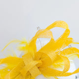 Yellow crystal feather fascinator hat House of Hats