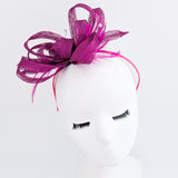 Magenta pink crystal feather fascinator hat