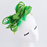 Green crystal feather fascinator hat