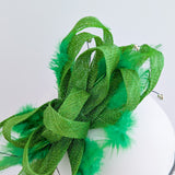 Green crystal feather fascinator hat