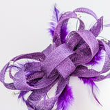 Royal purple crystal feather fascinator hat