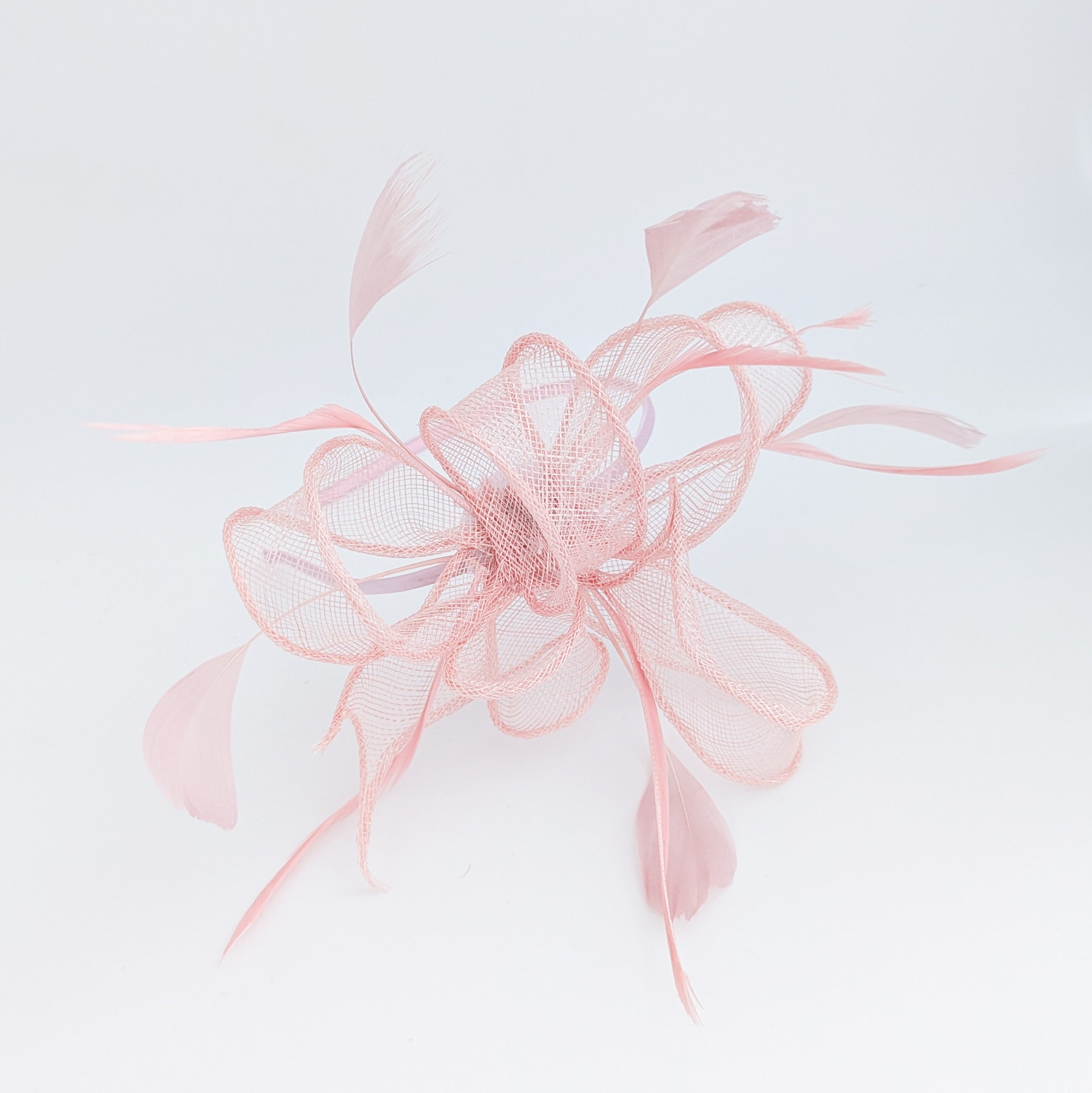 Light pink feather fascinator hat