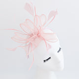 Light pink feather fascinator hat